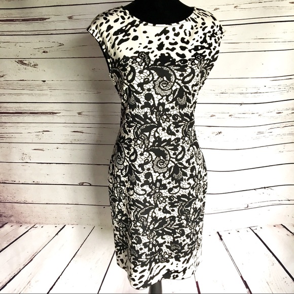 st john black and white dress